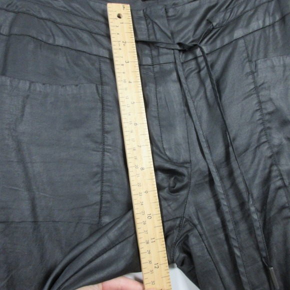 Annette Gortz Waxed Pants Women 36 US 6 Black Drawstring Pocket Zip Designer 314 - Picture 11 of 15